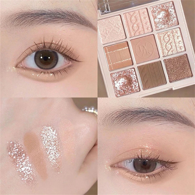 Paleta de sombras de 9 cores, acrílico fosco, glitter brilhante, paleta de sombras brilhantes, maquiagem para os olhos, pigmentos em pó, cosméticos